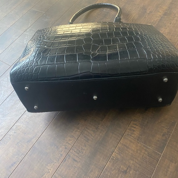 Brighton  Black Crocodile-Embossed shoulder Handbag - Picture 6 of 16